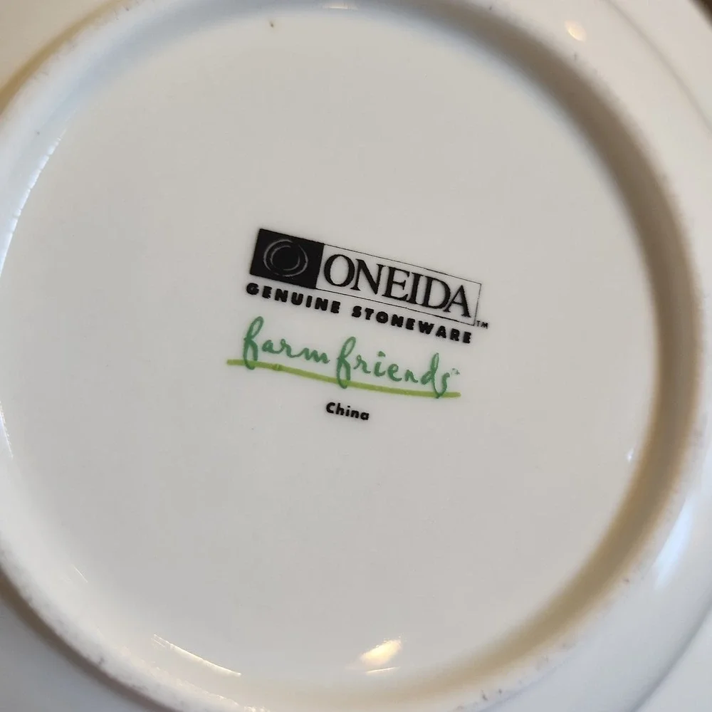 Vintage Oneida Farm Friends Cow Ceramic Stoneware Soup Bowls Farmhouse Kitchen